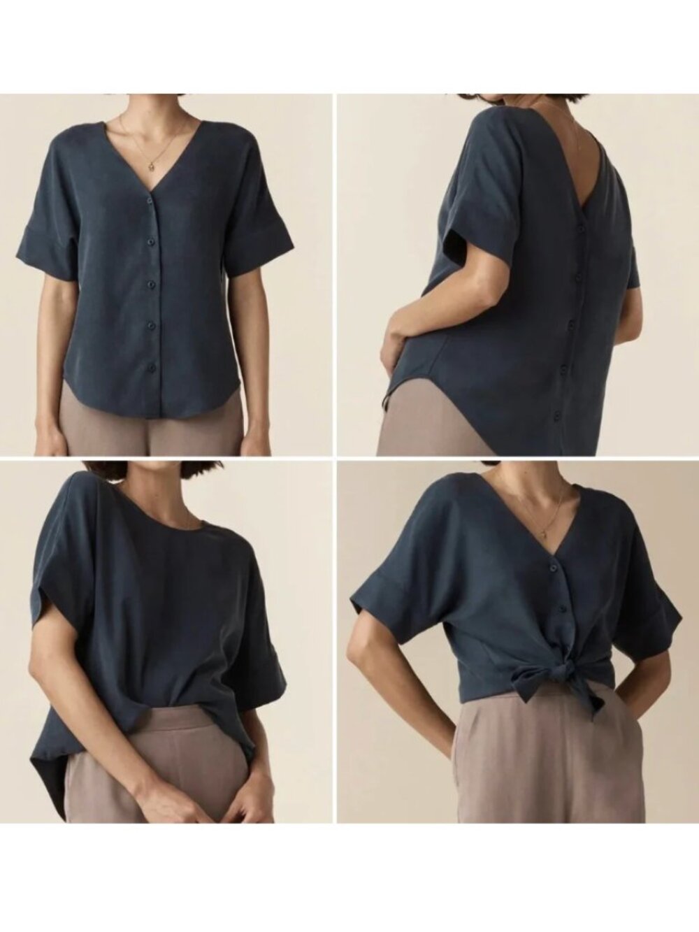 VETTA - Textured Girlfriend Shirt - XS (Fits 0-4, XS-S) - Linen & Tencel